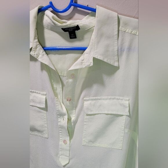 Ann taylor sill size 12 green/yellowish blouse - Picture 2 of 3